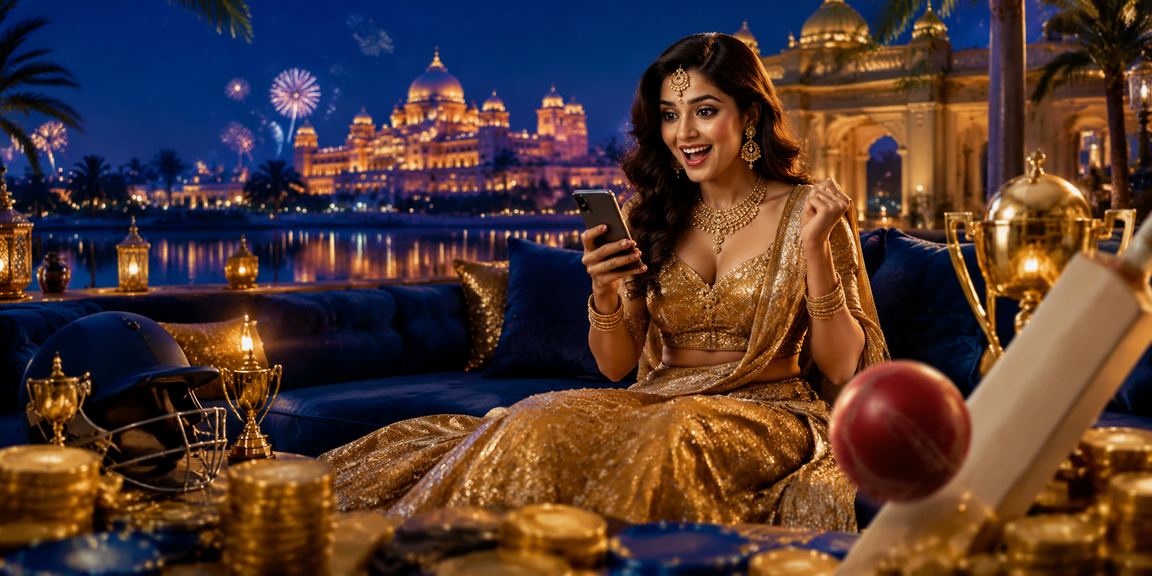 Indian woman placing live cricket bets on mobile