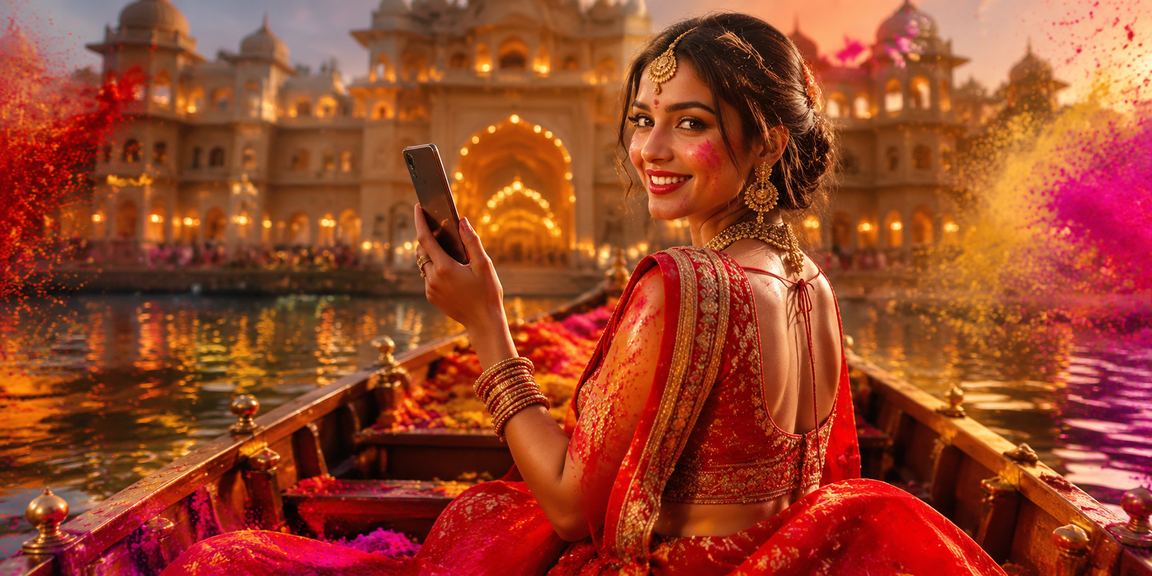 User enjoying live sports betting on mobile during Holi festival in India
